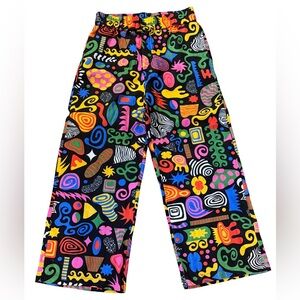 Nooworks Multicolor Abstract Wide Leg Pants M